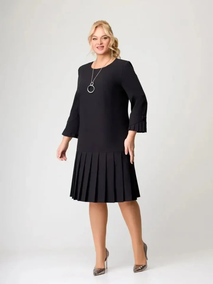 Robe plissée intemporelle unie pour femme