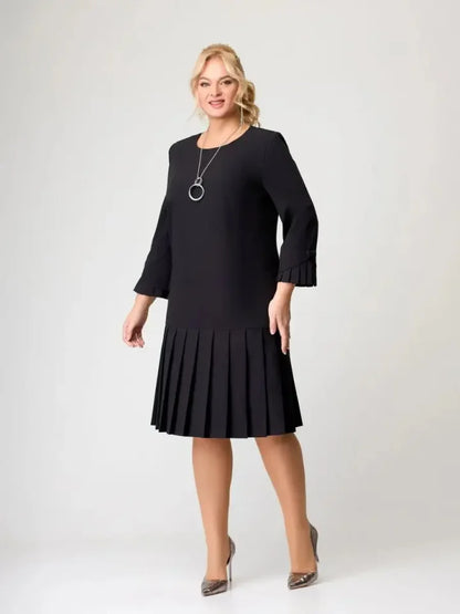 Robe plissée intemporelle unie pour femme