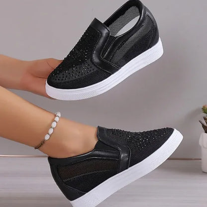 Baskets Confortables à Enfiler en Maille Strass pour Femmes