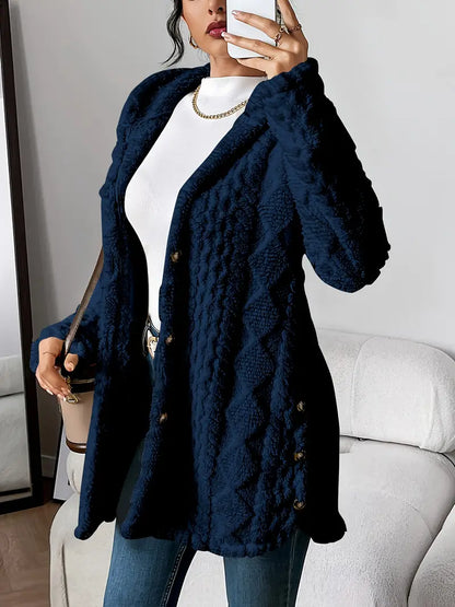 Gilet à capuche en peluche à motif losanges