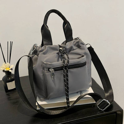 Sac seau bandoulière en nylon à cordon pour femme