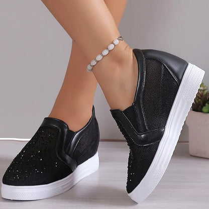 Baskets Confortables à Enfiler en Maille Strass pour Femmes