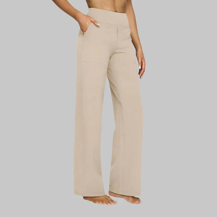 Pantalon large stretch taille haute pour femme