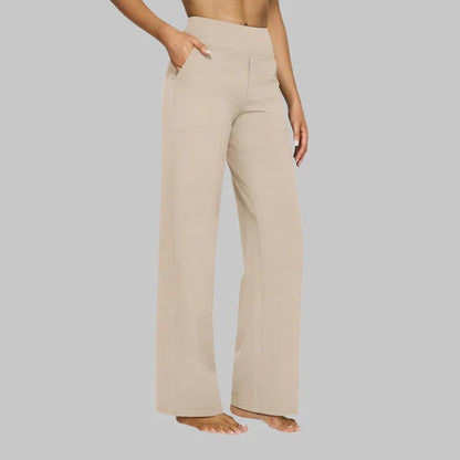 Pantalon large stretch taille haute pour femme