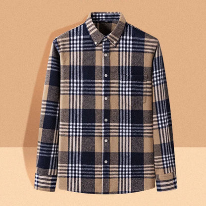 Chemise en flanelle de coton brossé infroissable pour homme