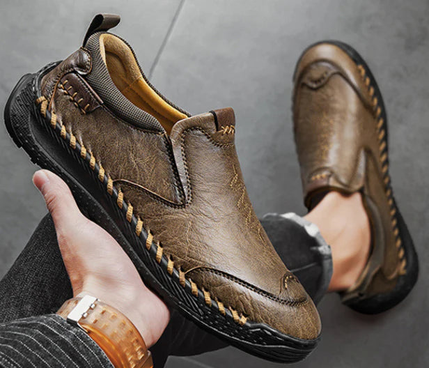 Chaussures de marche sans lacets effet cuir pour hommes