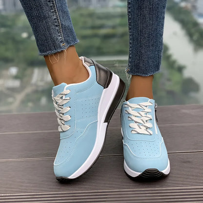 Baskets confortables pour femmes, à semelle épaisse et fermeture éclair latérale