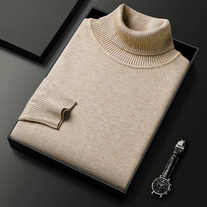 Pull col roulé chaud doublé polaire pour homme