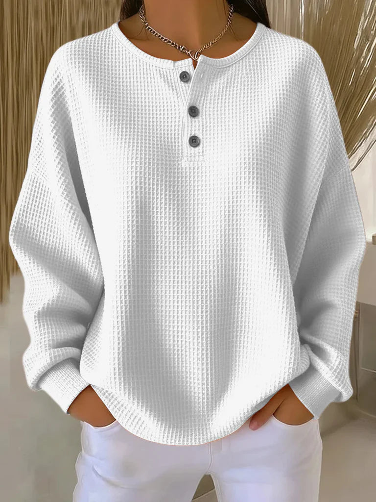 Haut texturé à col boutonné pour femme
