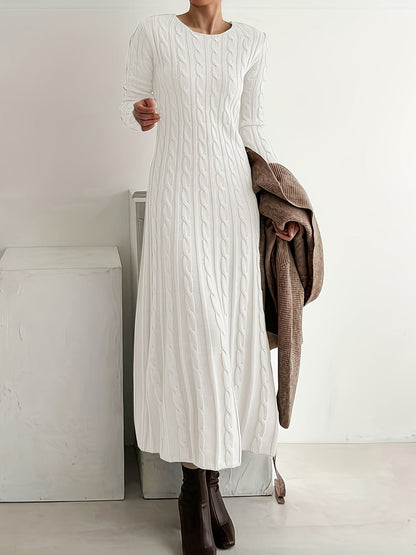 Robe longue élégante en maille torsadée pour femme