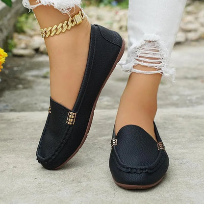 Mocassins Plats Confort avec Chaîne Métallique pour Femme