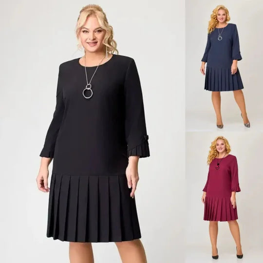 Robe plissée intemporelle unie pour femme