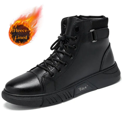 Bottes Chukka pour hommes, doublées en polaire et aspect cuir