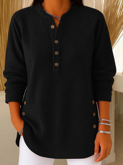 Pull décontracté en maille à manches longues et col rond, couleur unie, pour femme