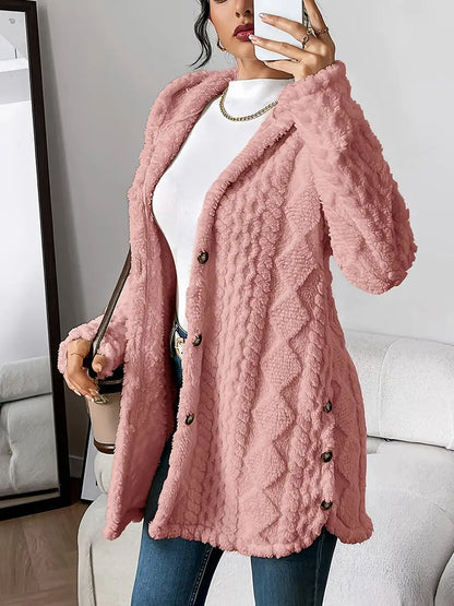 Gilet à capuche en peluche à motif losanges