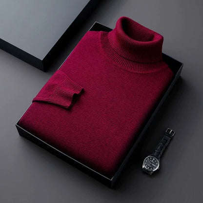 Pull col roulé chaud doublé polaire pour homme