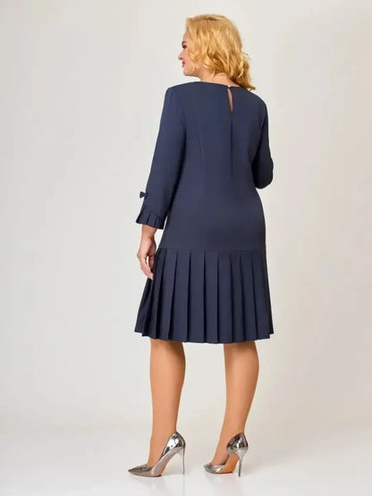 Robe plissée intemporelle unie pour femme