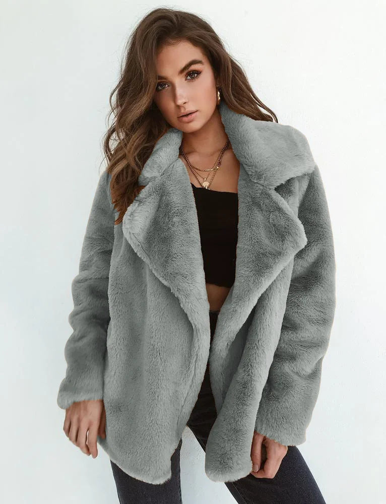 Veste polaire doublée en laine pelucheuse pour femme