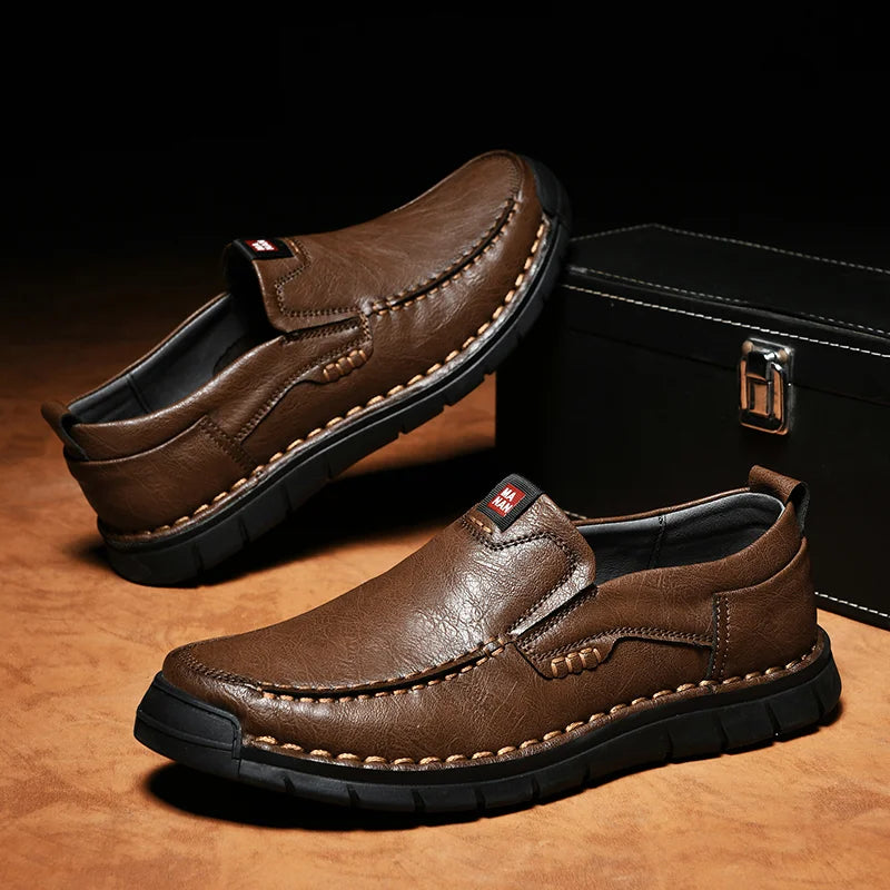 Mocassins Confort à Soutien Ergonomique en Effet Cuir pour Hommes