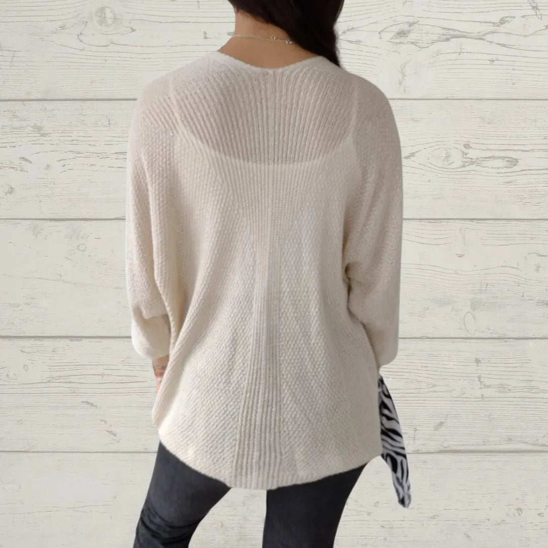 Cardigan à manches 3/4, ouverture sur le devant et poches pour femmes