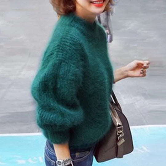 Pull ample en maille unie - Pull vintage en angora