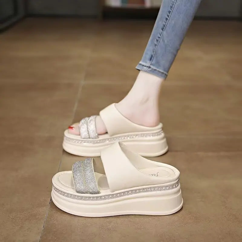 Sandales à plateforme à strass pour femmes