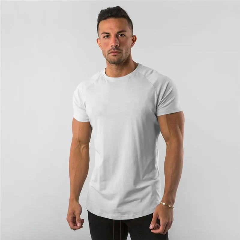 T-shirt de sport à manches raglan et col rond pour homme