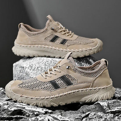 Chaussures de randonnée en matière effet cuir pour hommes