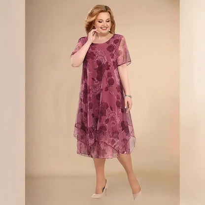 Robe asymétrique à volants en mousseline à fleurs pour femme