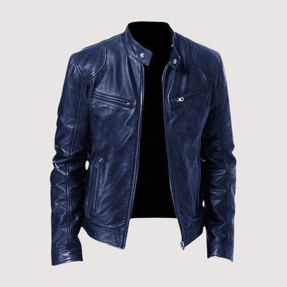 Veste de Motard Classique en Effet Cuir pour Homme