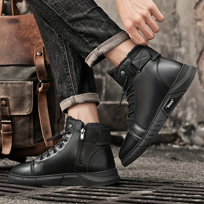 Bottes Chukka pour hommes, doublées en polaire et aspect cuir