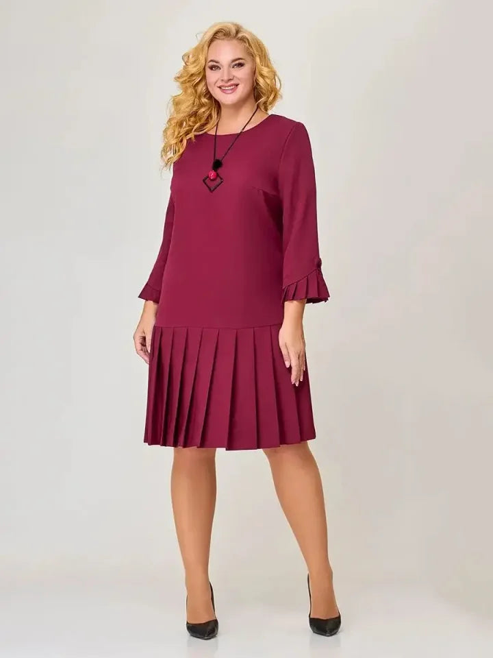 Robe plissée intemporelle unie pour femme