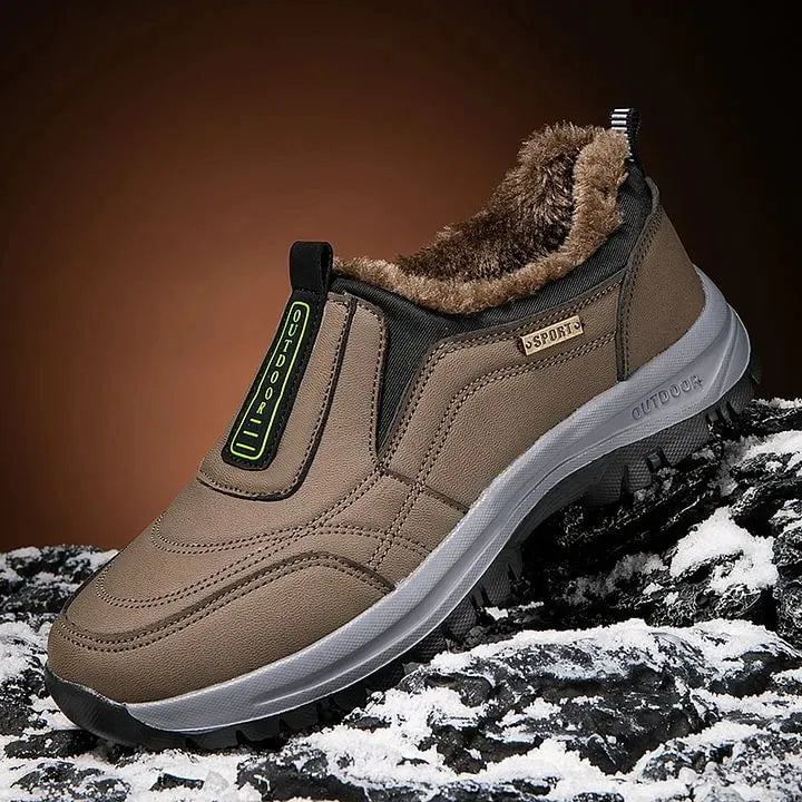 Chaussures de Marche d’Hiver Confort à Soutien Ergonomique pour Hommes, Doublées en Polaire et Faciles à Enfiler
