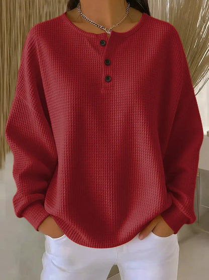 Haut texturé à col boutonné pour femme