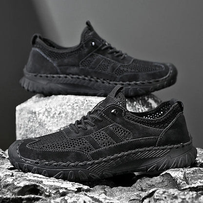 Chaussures de randonnée en matière effet cuir pour hommes