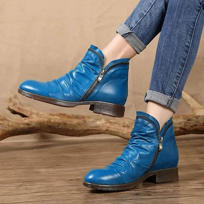 Bottines Classiques à Double Fermeture Éclair pour Femmes