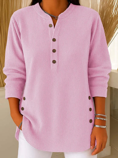 Pull décontracté en maille à manches longues et col rond, couleur unie, pour femme