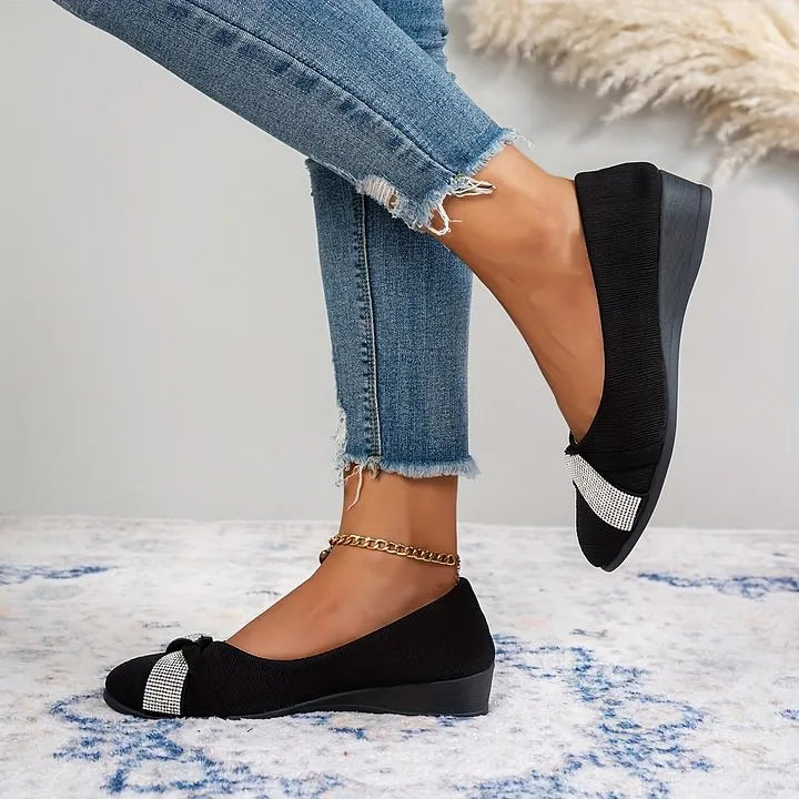 Chaussures compensées légères à strass pour femmes