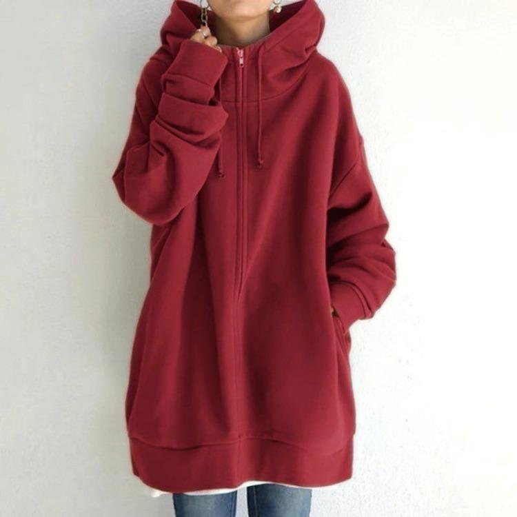 Pull à capuche zippé automne/hiver pour femme