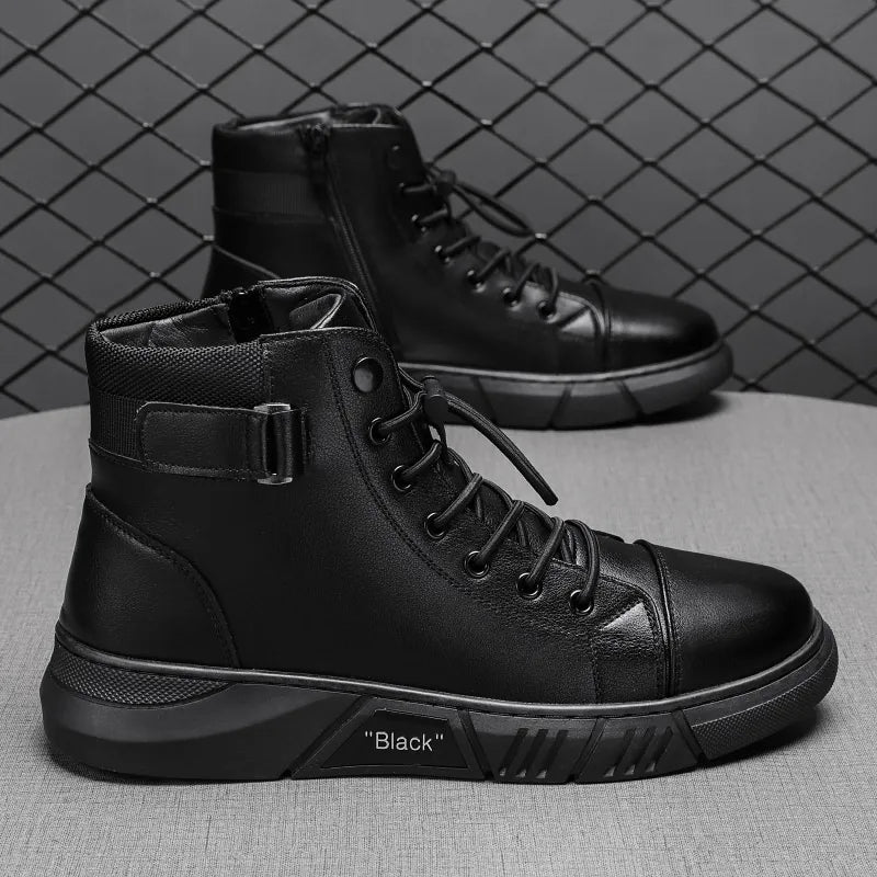 Bottes Chukka pour hommes, doublées en polaire et aspect cuir