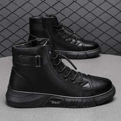 Bottes Chukka pour hommes, doublées en polaire et aspect cuir