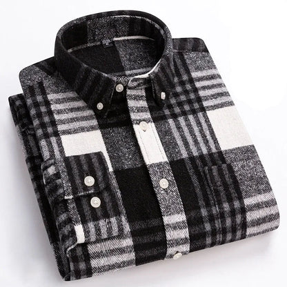 Chemise en flanelle de coton brossé infroissable pour homme