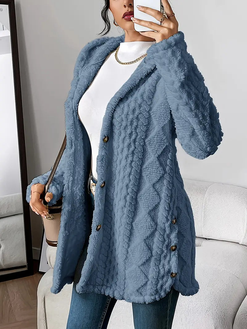 Gilet à capuche en peluche à motif losanges