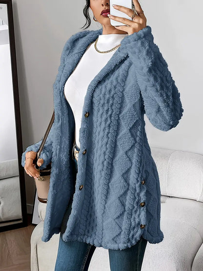 Gilet à capuche en peluche à motif losanges