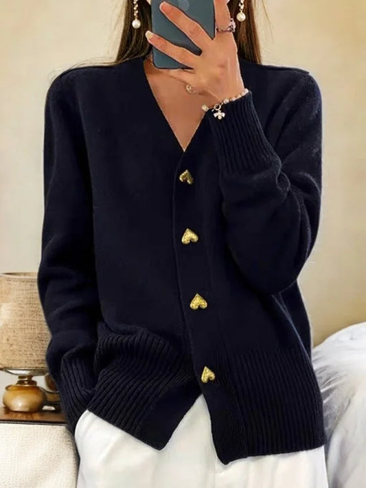 🔥Vêtements femme automne/hiver, couleur unie, cardigan en laine à boutons 🔥