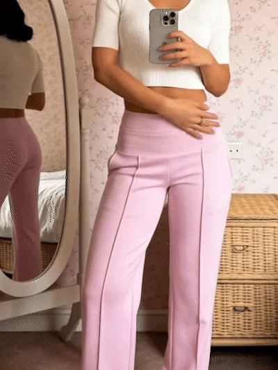 Pantalon à jambes larges, taille haute et droites pour femme