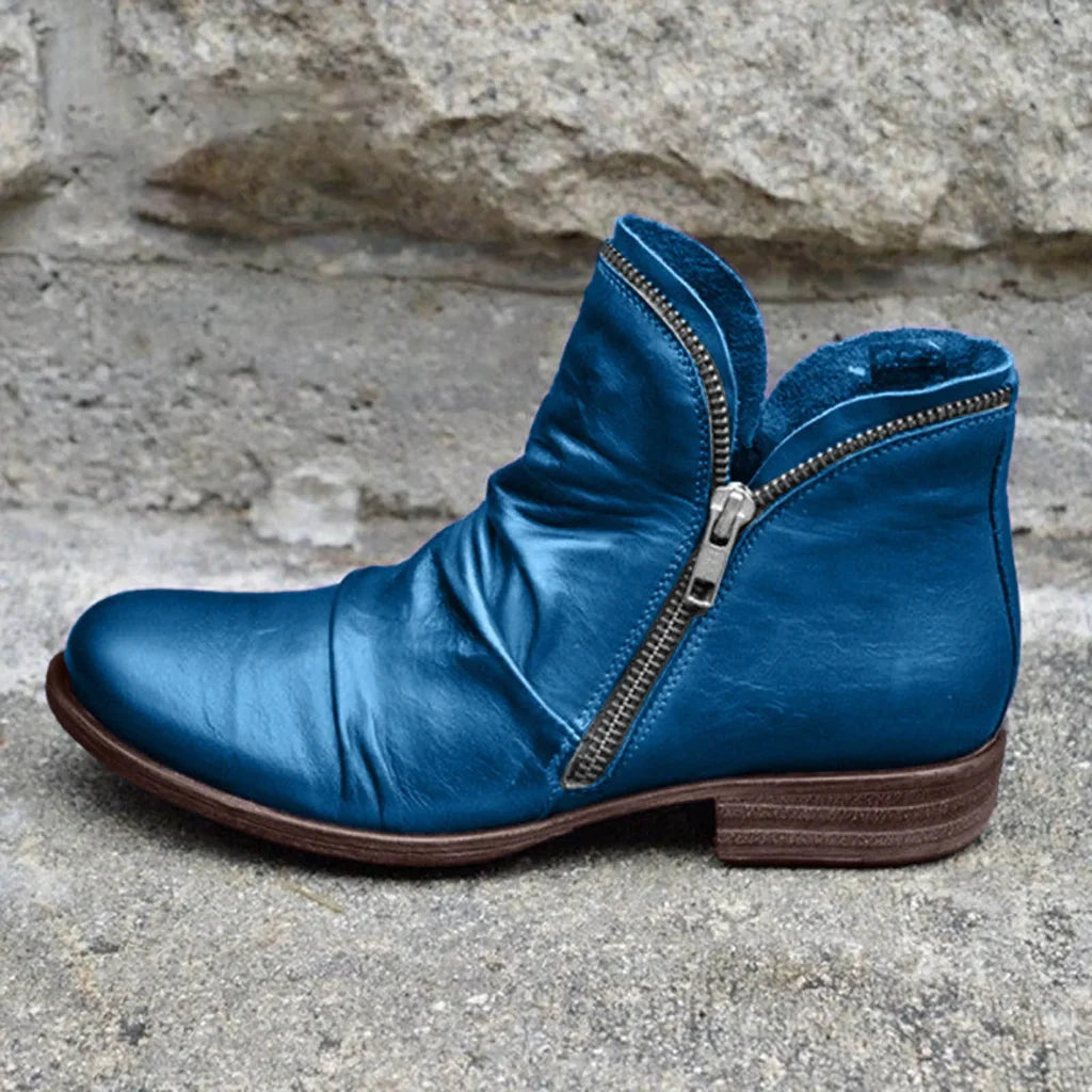 Bottines Classiques à Double Fermeture Éclair pour Femmes
