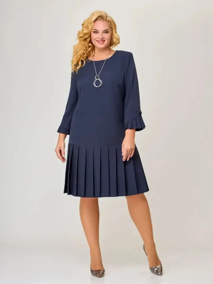 Robe plissée intemporelle unie pour femme