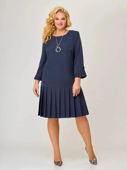 Robe plissée intemporelle unie pour femme