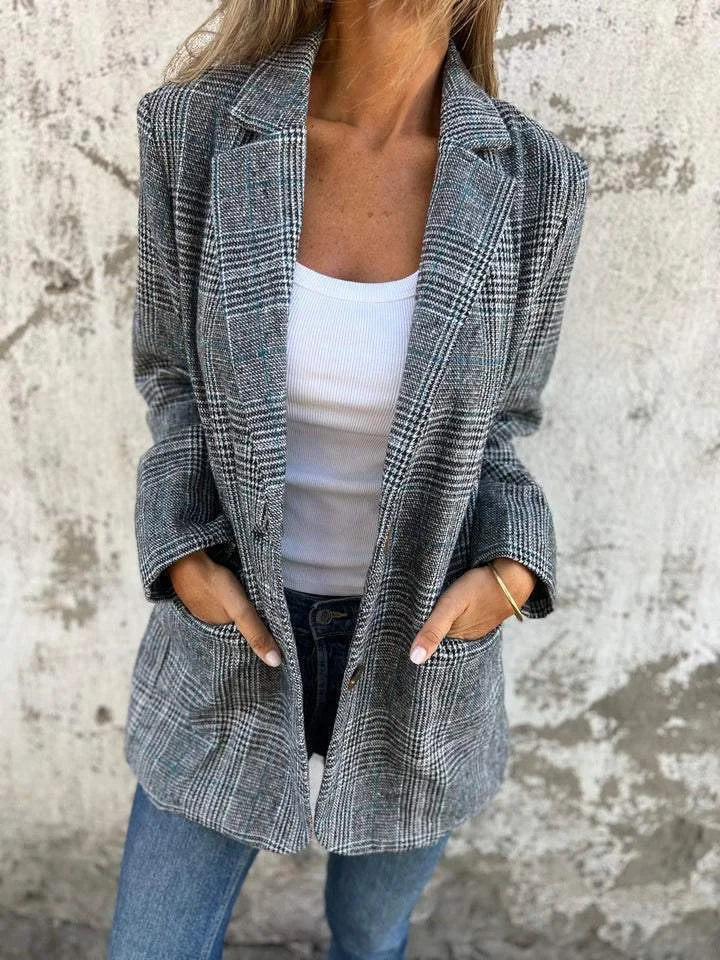 Veste à carreaux en coton pour femme